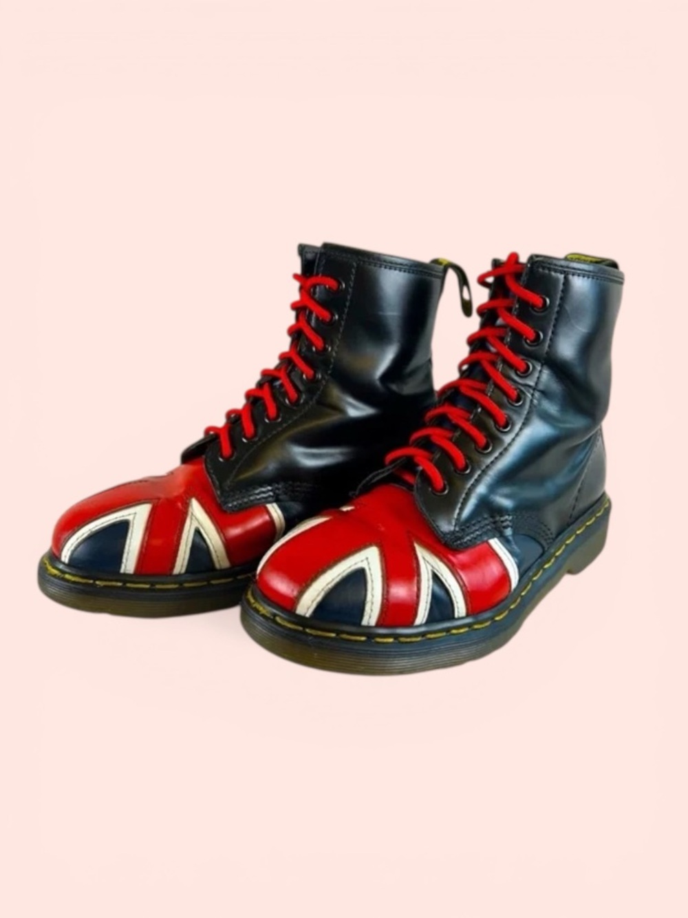 Dr. Martens 6UK (8US Women) Black VINTAGE UNION JACK Boots Made in England